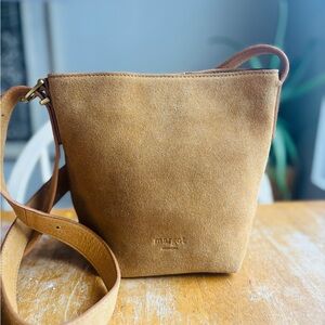 Margot New York Tan Suede Crossbody Bag